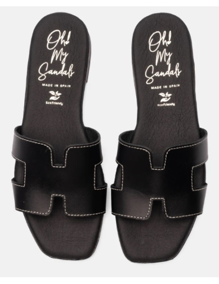 SANDALIAS PLANAS NEGRO 17561