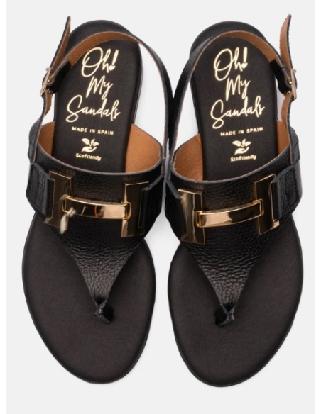 SANDALIAS PLANAS NEGRO 17568