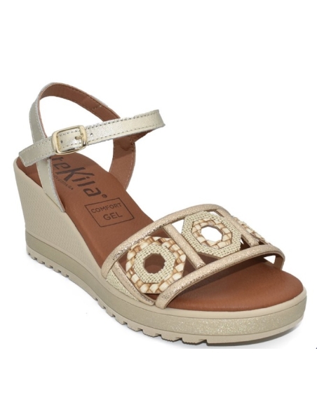 SANDALIAS CON CUÑA PLATINO 17676