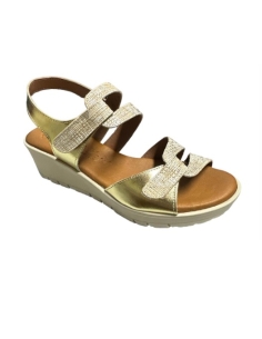 SANDALIAS CON CUÑA ORO 16625