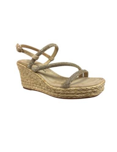 SANDALIAS CON CUÑA ORO 17246