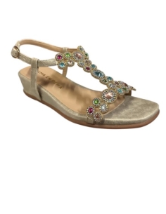 SANDALIA CON CUÑA ORO 17242