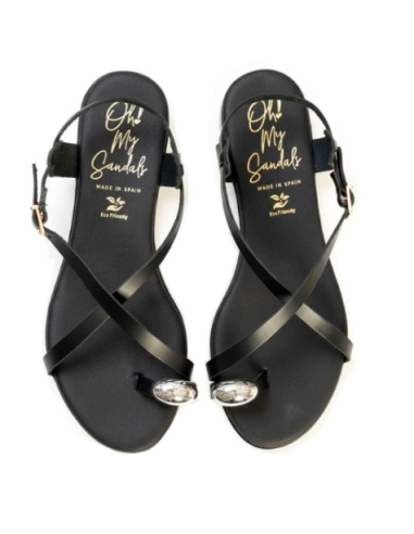 SANDALIAS PLANAS NEGRO 18463
