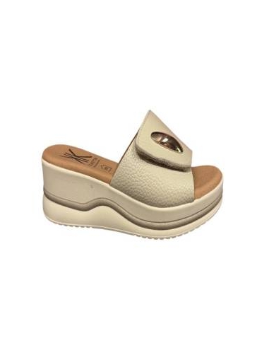 SANDALIAS CON CUÑA BEIG 18709